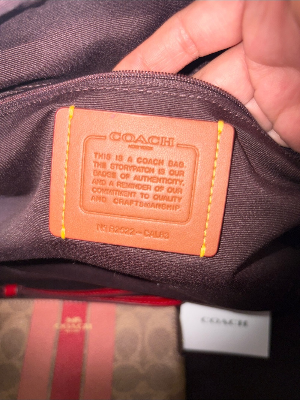 ❤️Coach Rowan Satchel Large Signature Canvas With Red/ Pink Stripe Set. - Picture 9 of 10